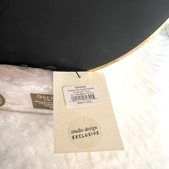 Source and Co. NWT Stunning Genuine Rose Quartz with Round Brass Mounted Mirror - Picture 8 of 10